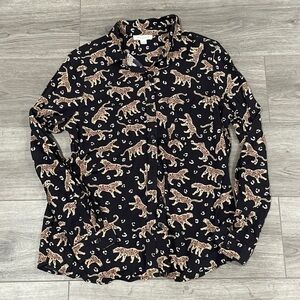 Women’s Leopard Print Buttoned Blouse- S